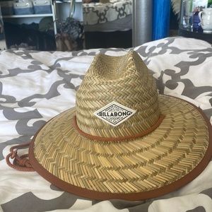 Billabong straw hat with floral rim and strap